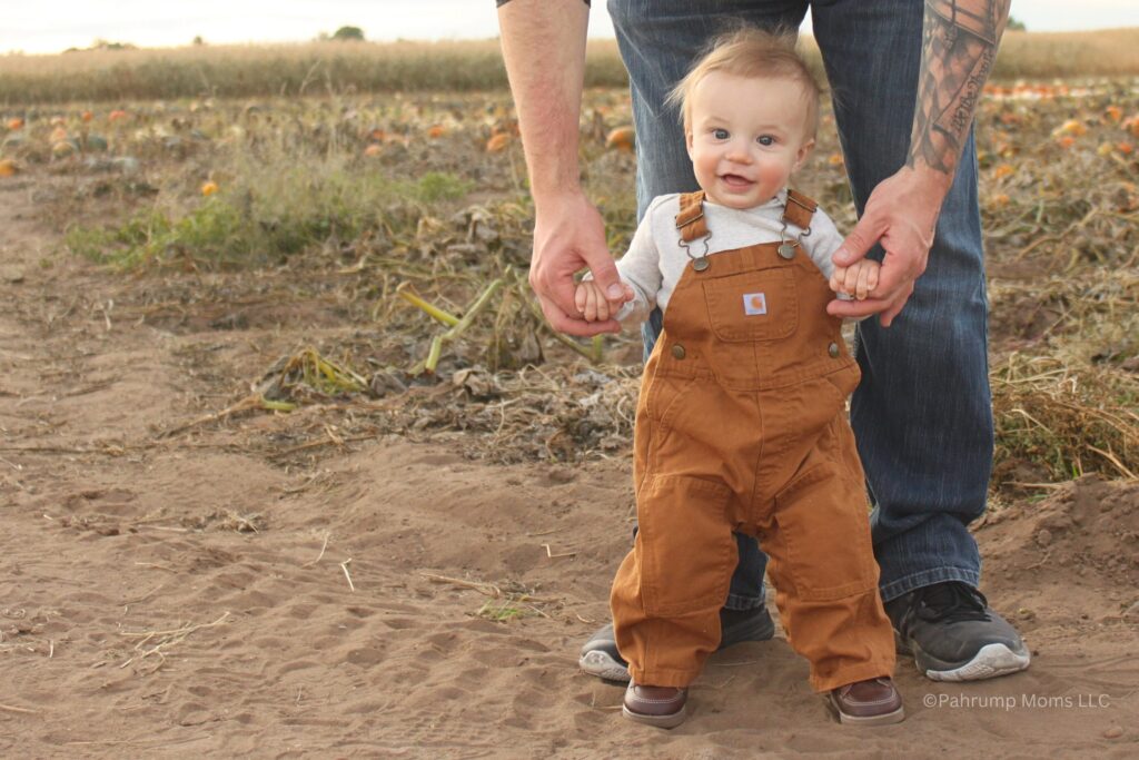 child at pumpkin patch for DIY Fall family photos