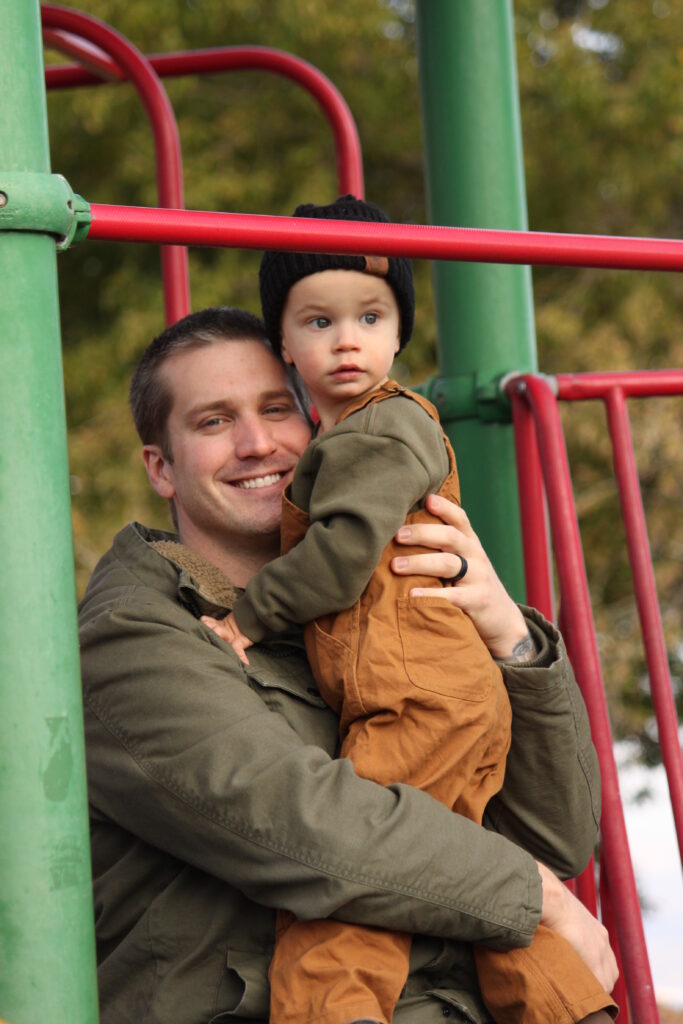 dad and son at park