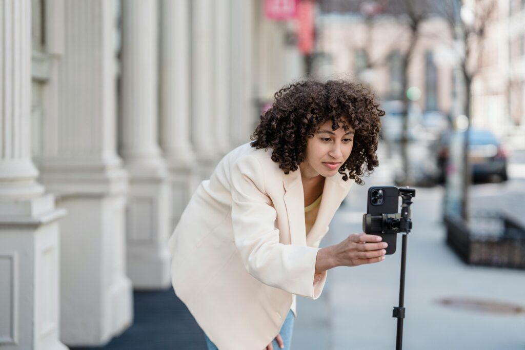 woman with tripod